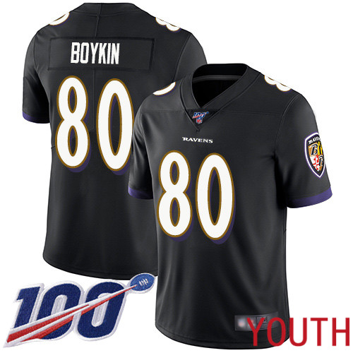 Baltimore Ravens Limited Black Youth Miles Boykin Alternate Jersey NFL Football 80 100th Season Vapor Untouchable